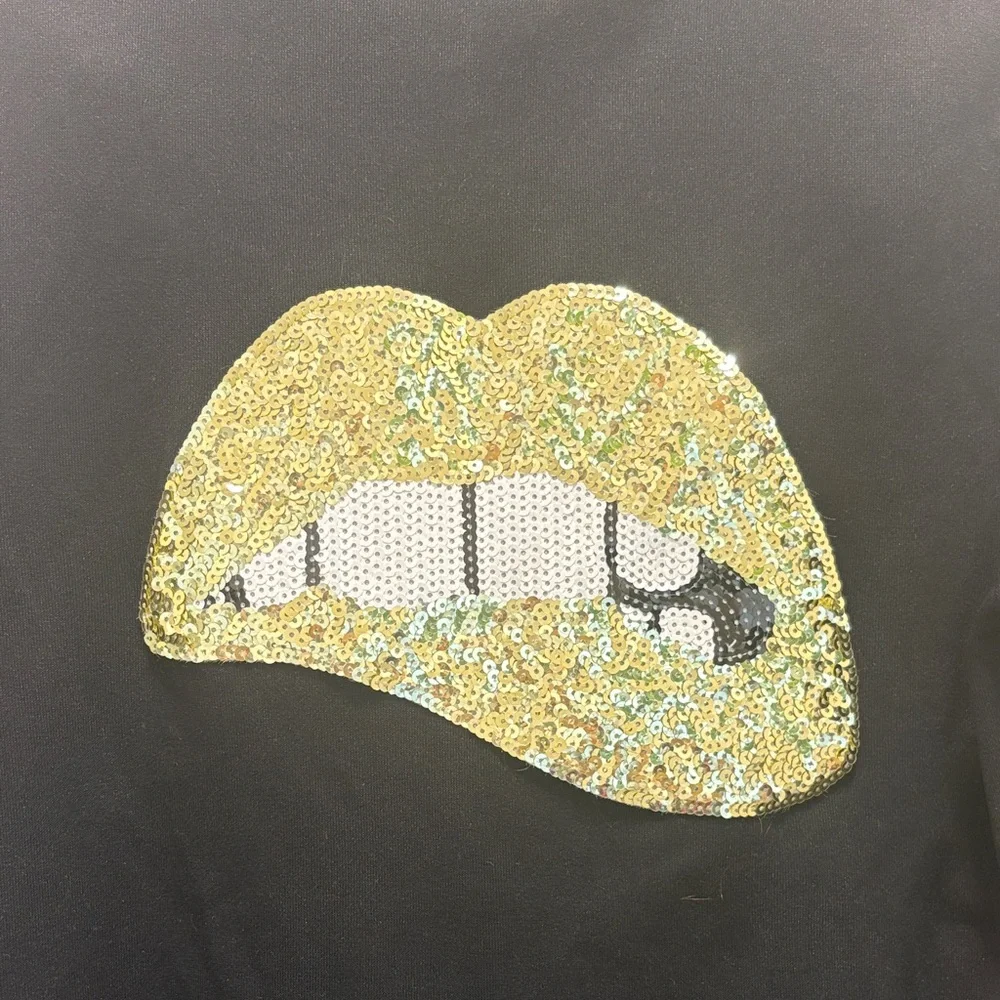 Adidas Black Full-Zip Track Jacket with lips appliqué on back - Picture 5 of 5